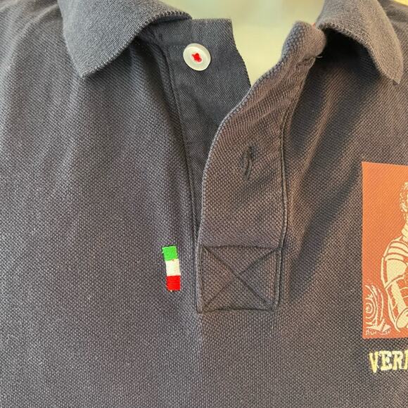 Castello Di Verrazzano Short Sleeve Navy Blue Polo Shirt size L Italy Explorer - Picture 4 of 10